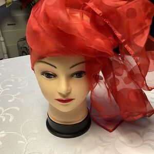 POLKA DOT SHEER VINTAGE SCARF RED RED RED ❤️❤️❤️❤️❤️SHEER